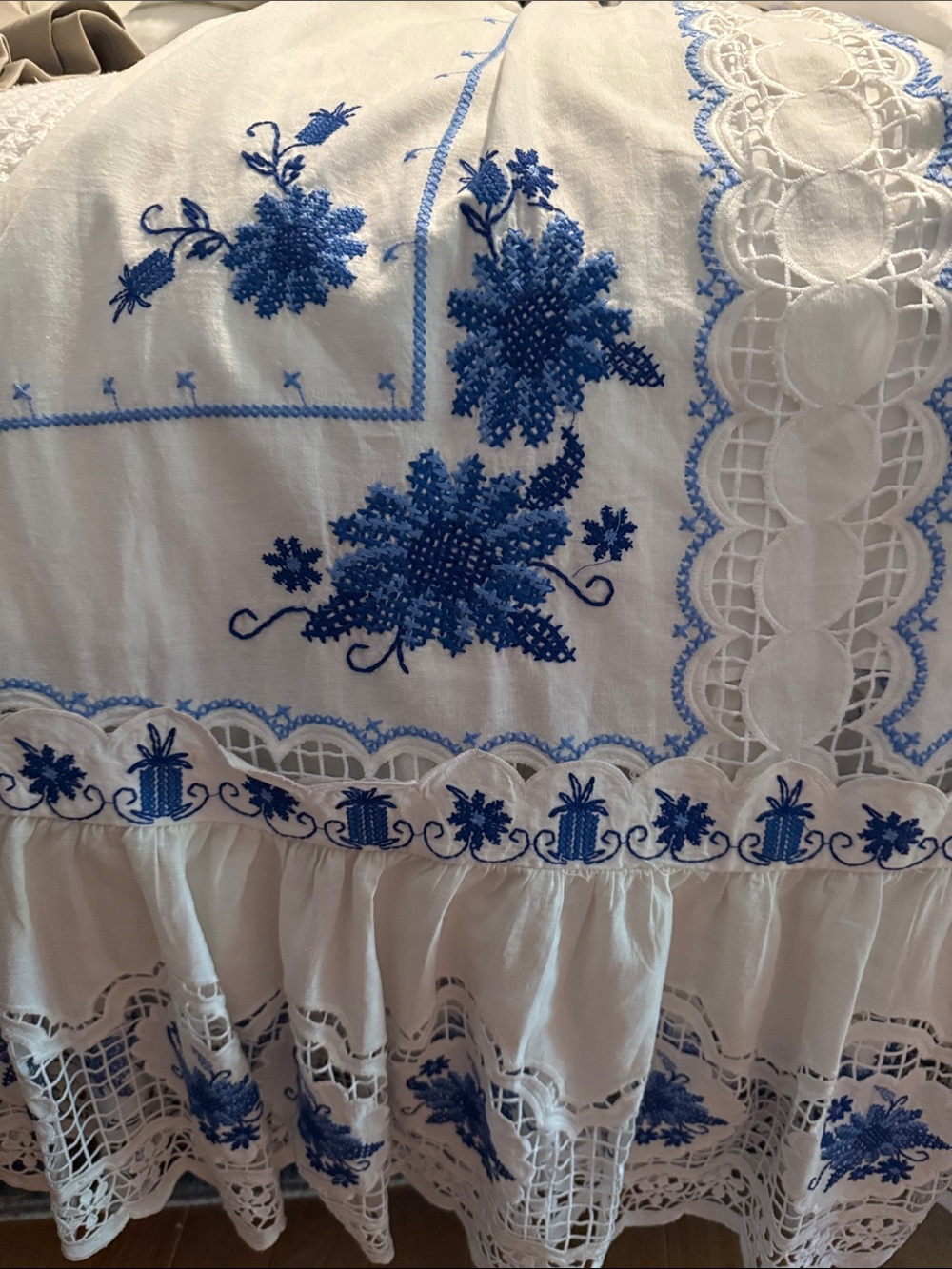 FARM Rio White Maxi Dress with Blue Floral Embroidery - Picture 4 of 10
